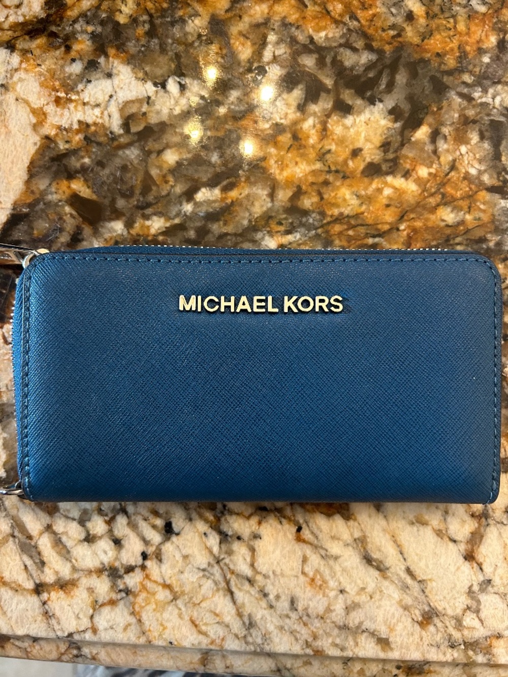 Michael Kors Blue Zip Around Wallet